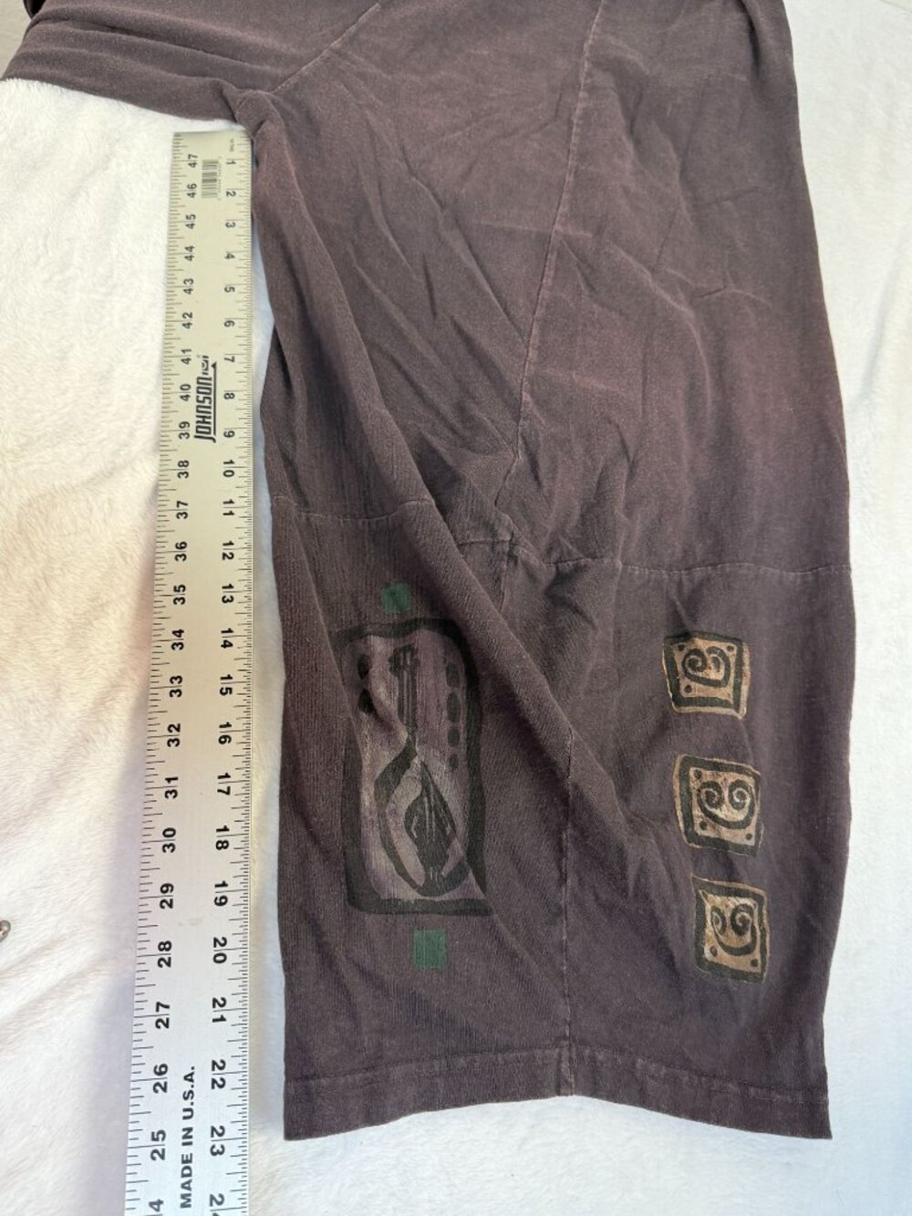 Blue Fish Vintage 1980s Wide Leg Pants Purple Stamped Print Elastic Waist Size 1 - Picture 11 of 16